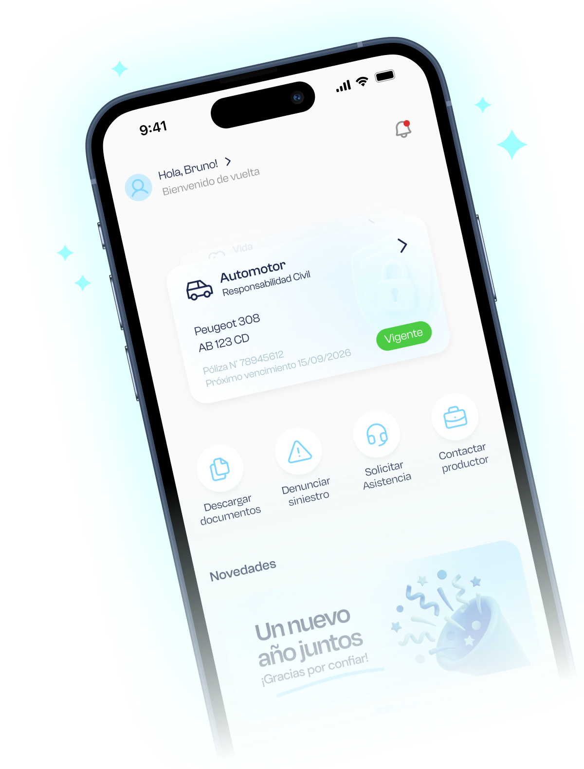Aplicación de American Pass para productores y brokers de seguros con gestión de pólizas y clientes.