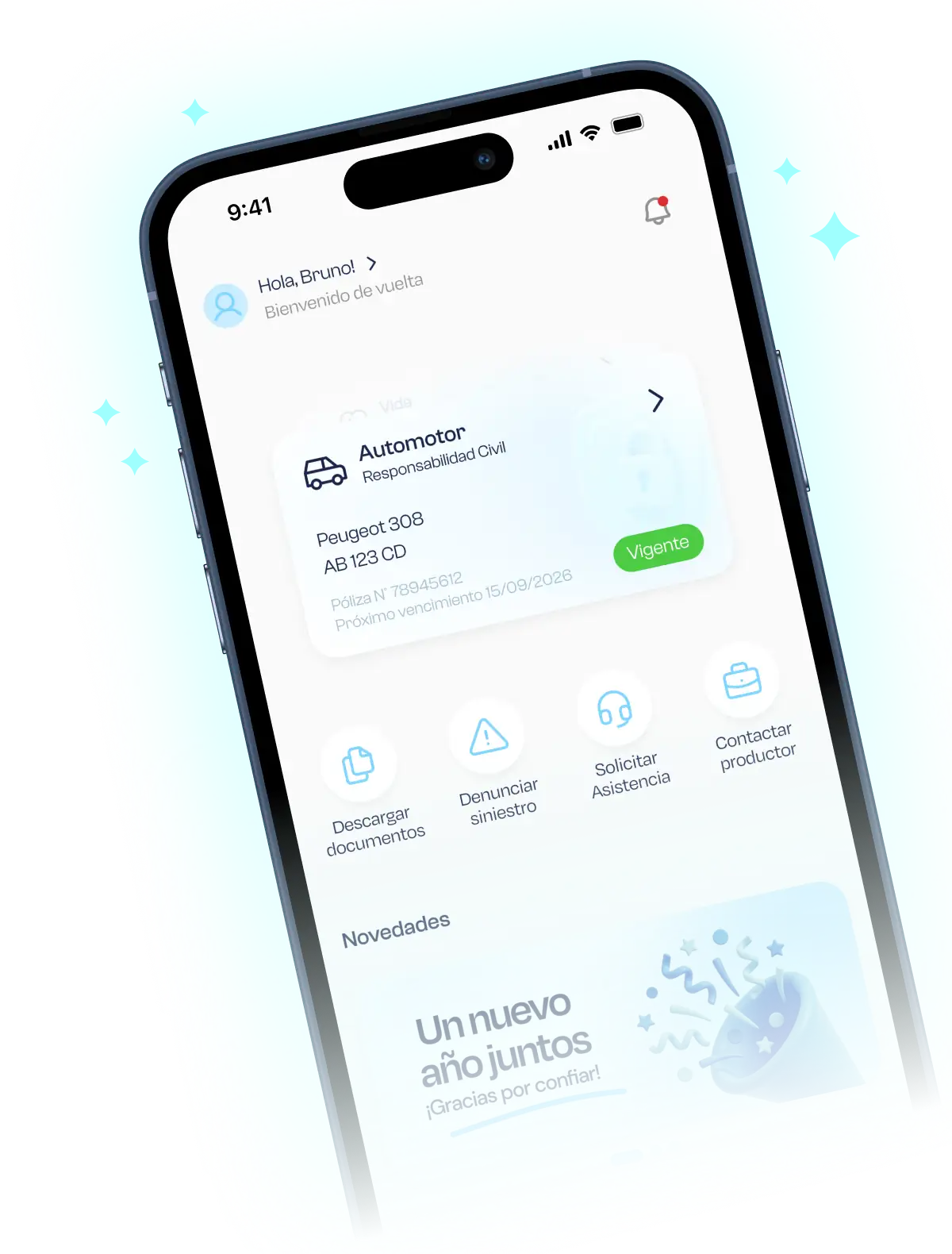 Aplicación de American Pass para productores y brokers de seguros con gestión de pólizas y clientes.