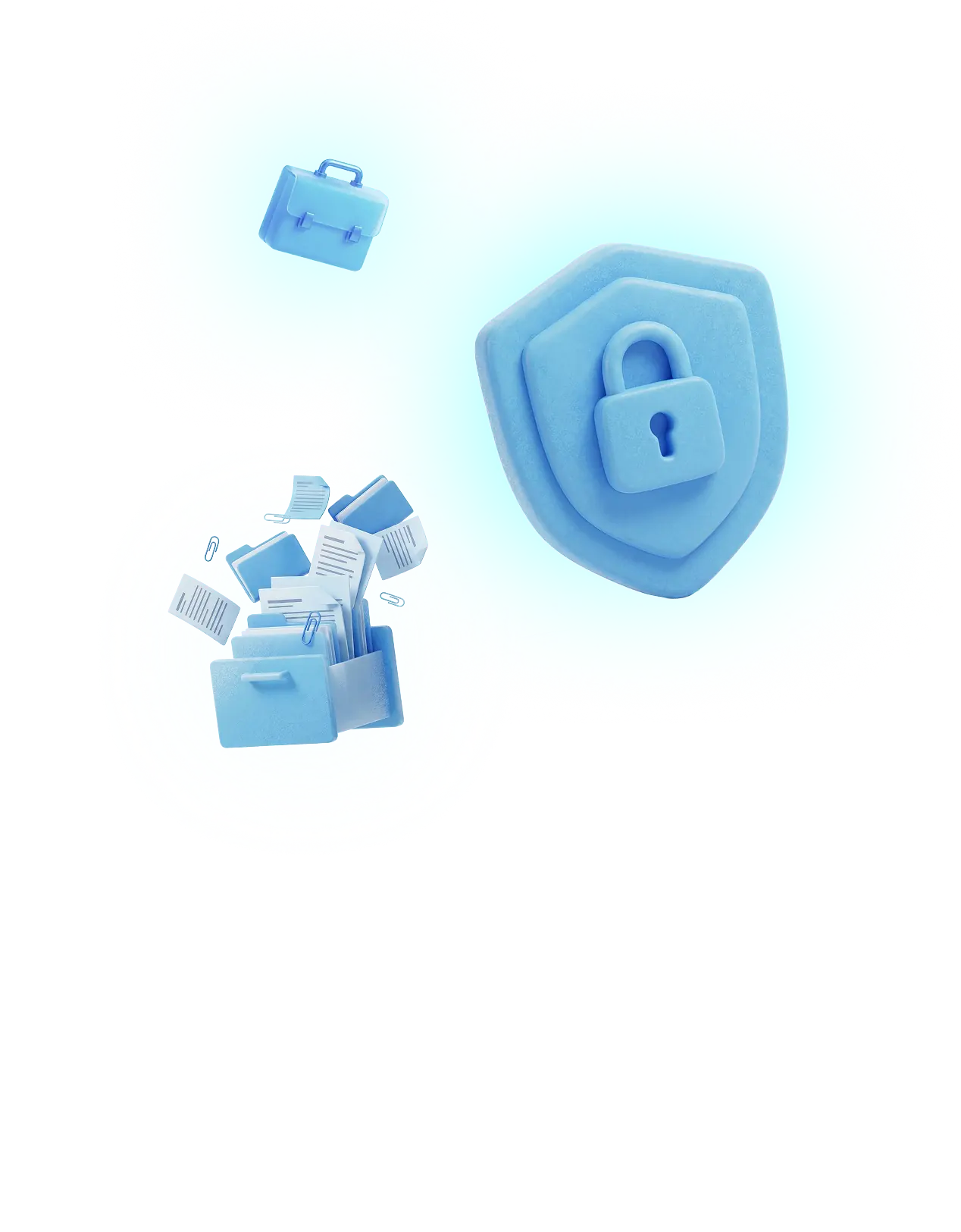 Ilustraciones de seguridad, documentación y gestión en la plataforma para productores de seguros American Pass.